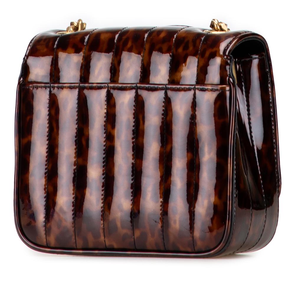 Saint Laurent Brown Patent Leather Leather Small Patent Monogram Tortoiseshell Vicky Chain Bag Italy