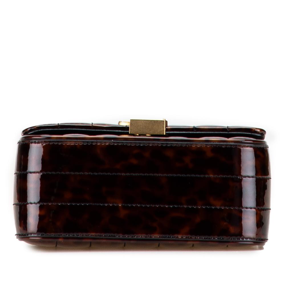 Saint Laurent Brown Patent Leather Leather Small Patent Monogram Tortoiseshell Vicky Chain Bag Italy