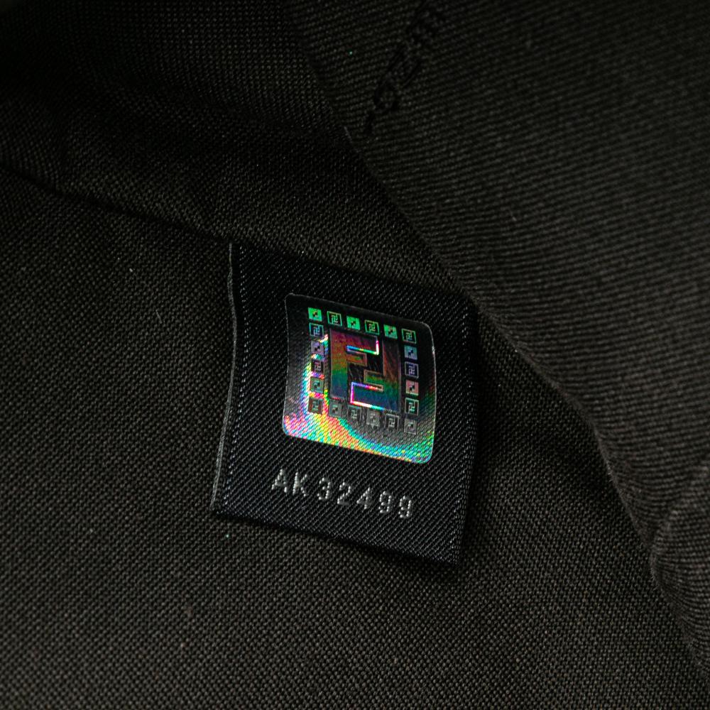 Fendi B Fendi Black with White Canvas Fabric Zucchino Tote Italy