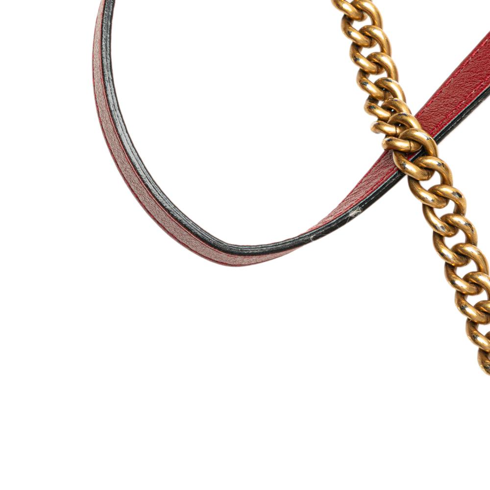 Gucci B Gucci Black Calf Leather Mini GG Marmont Matelasse Torchon Round Crossbody Italy