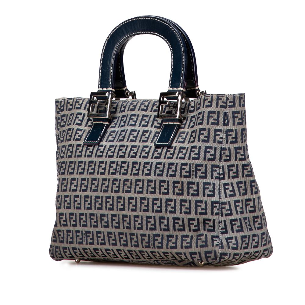Fendi B Fendi Gray Canvas Fabric Small Zucchino Twins Tote Italy