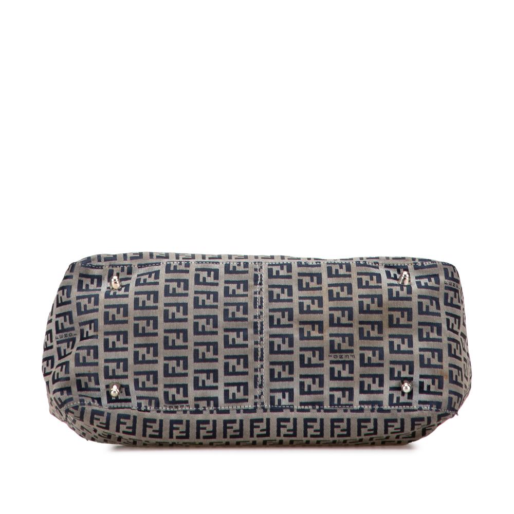 Fendi B Fendi Gray Canvas Fabric Small Zucchino Twins Tote Italy