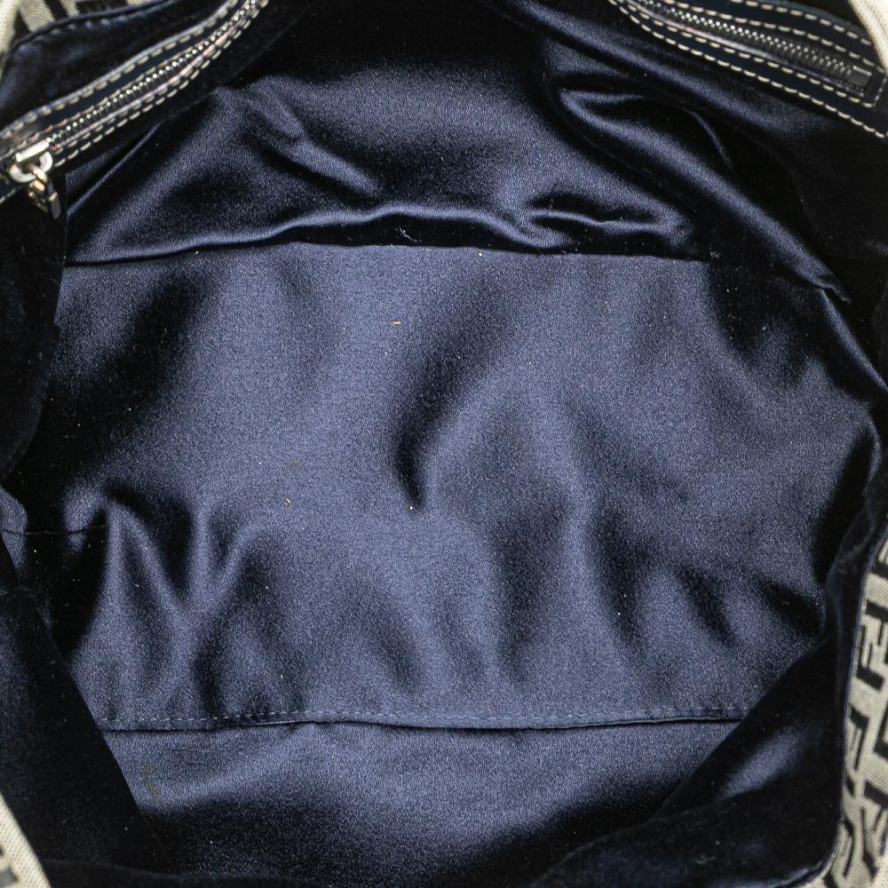 Fendi B Fendi Gray Canvas Fabric Small Zucchino Twins Tote Italy