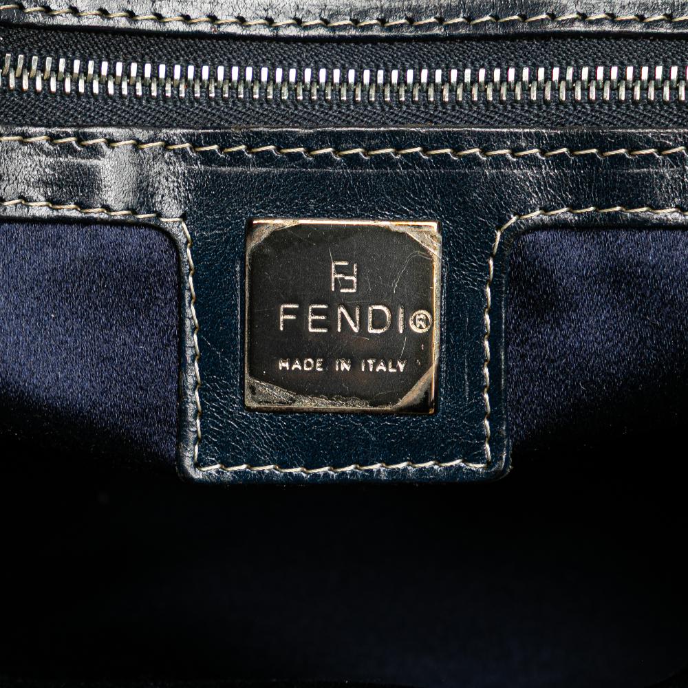 Fendi B Fendi Gray Canvas Fabric Small Zucchino Twins Tote Italy