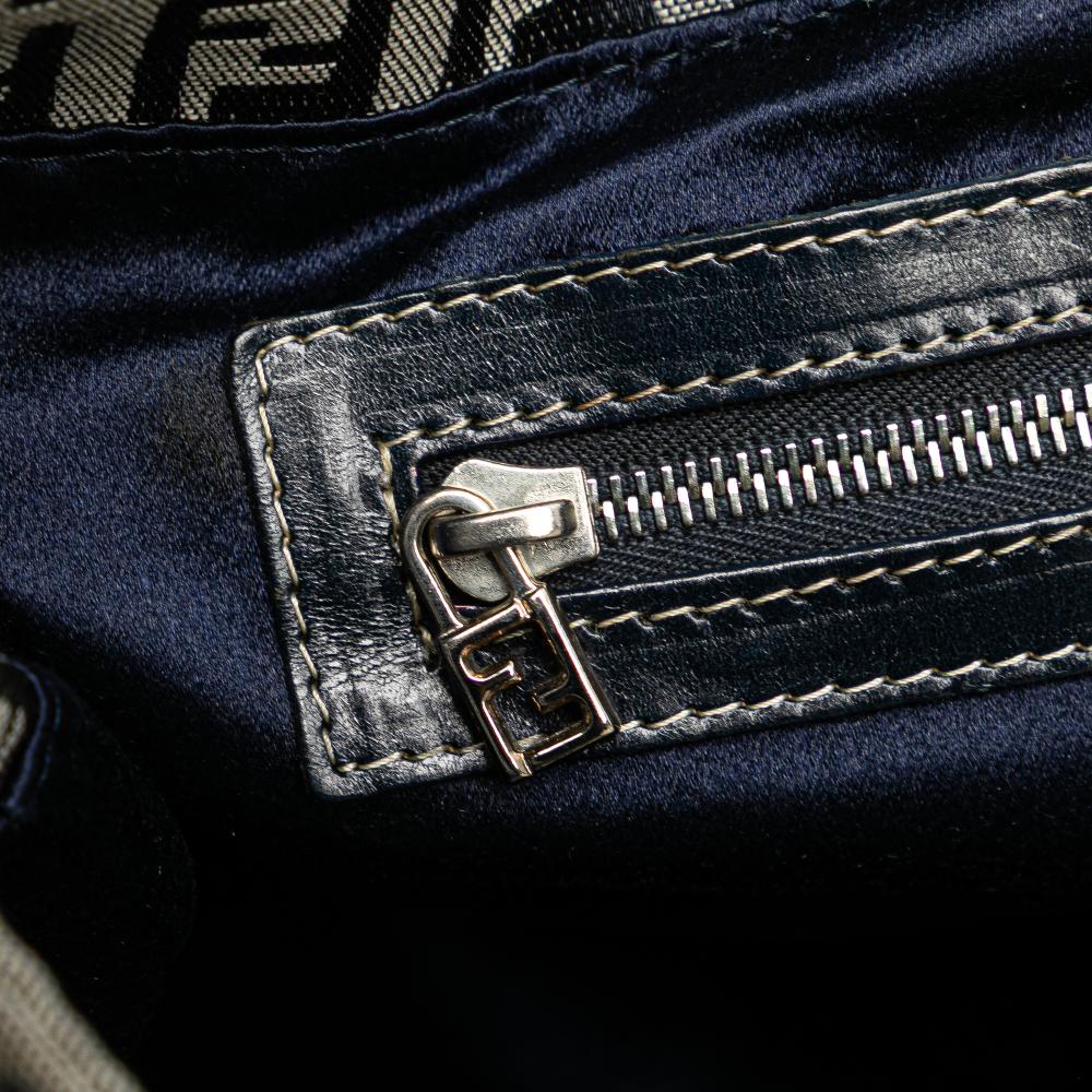 Fendi B Fendi Gray Canvas Fabric Small Zucchino Twins Tote Italy