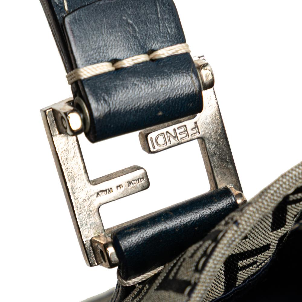 Fendi B Fendi Gray Canvas Fabric Small Zucchino Twins Tote Italy