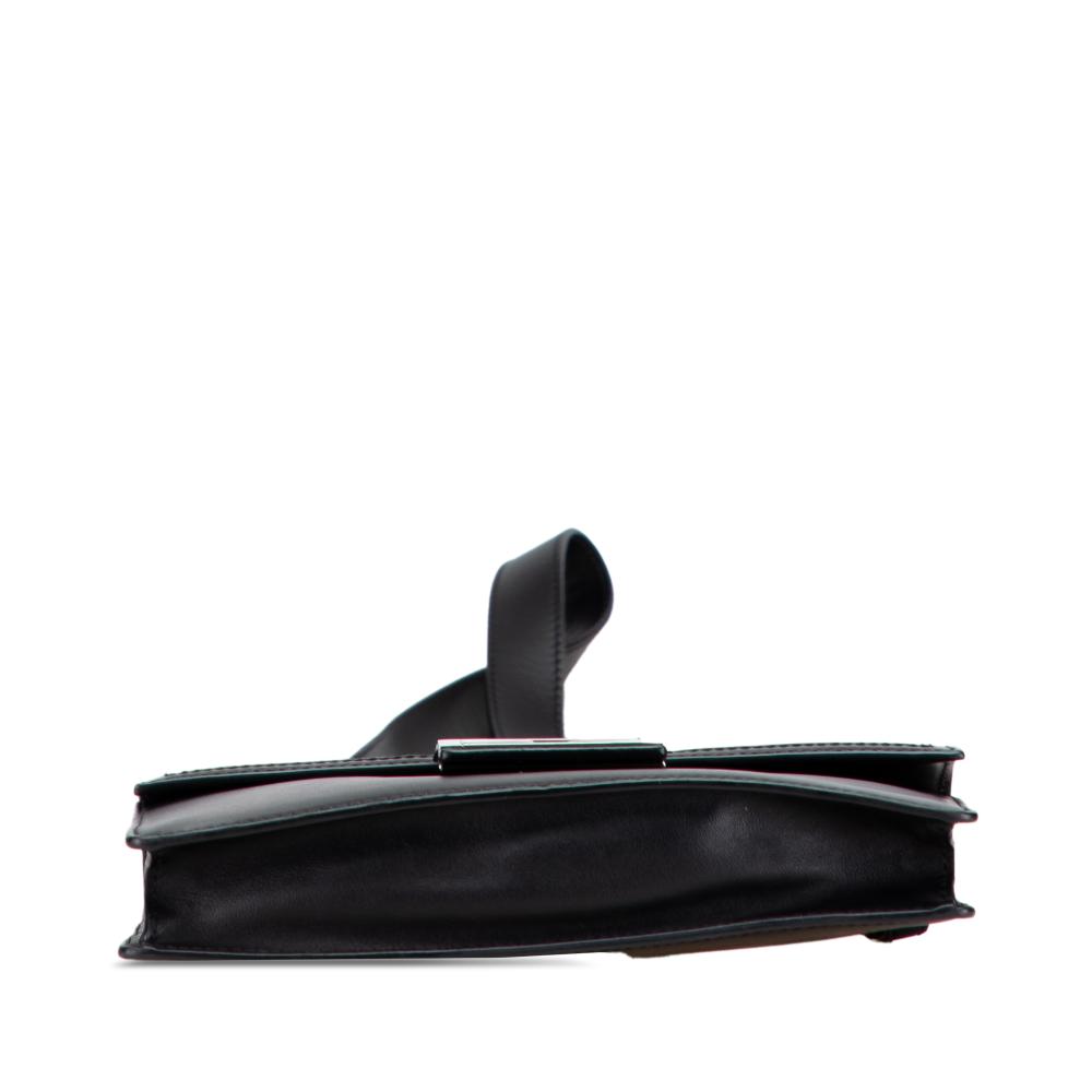 Fendi B Fendi Black with Brown Beige Calf Leather skin and Canvas FF 1974 Flat Baguette Crossbody Italy