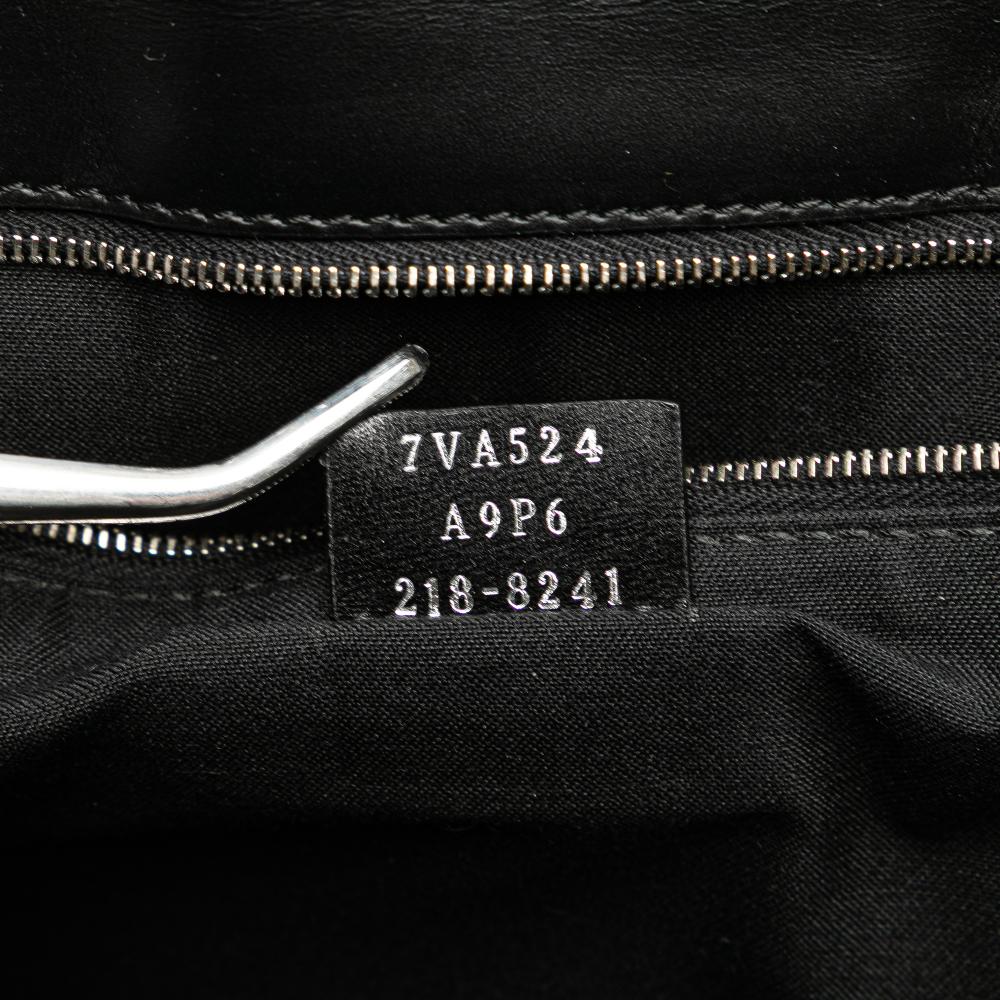 Fendi B Fendi Black with Brown Beige Calf Leather skin and Canvas FF 1974 Flat Baguette Crossbody Italy