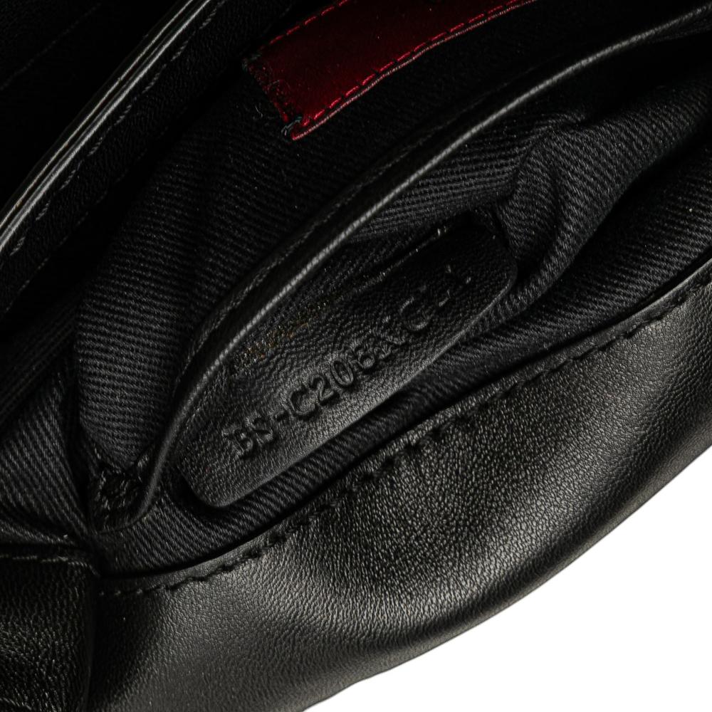 Valentino B Valentino Black Calf Leather Bow Flap Clutch On Chain Italy