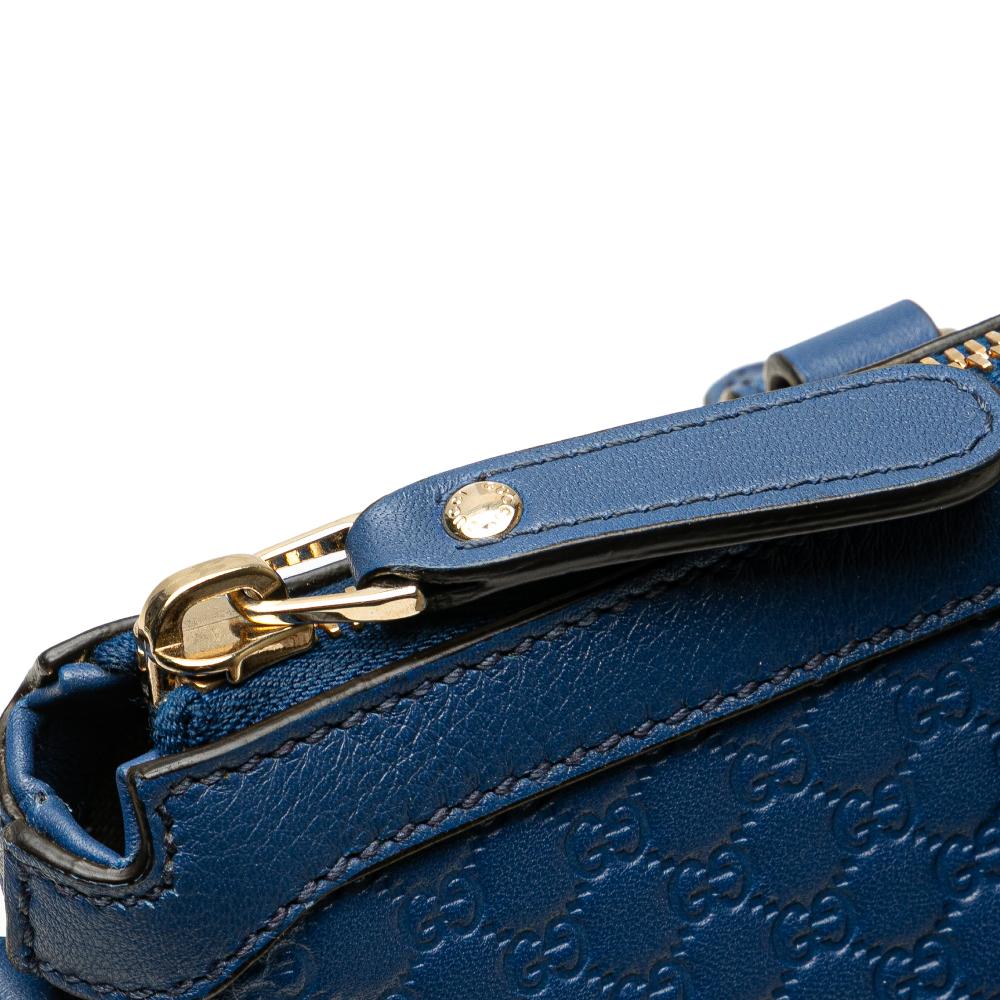 Gucci B Gucci Blue Calf Leather Small Microguccissima Joy Satchel Italy