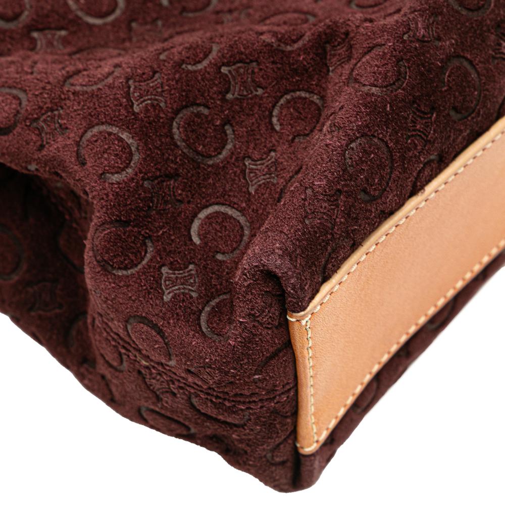 Celine B Celine Red Bordeaux Suede Leather C Macadam Handbag Italy
