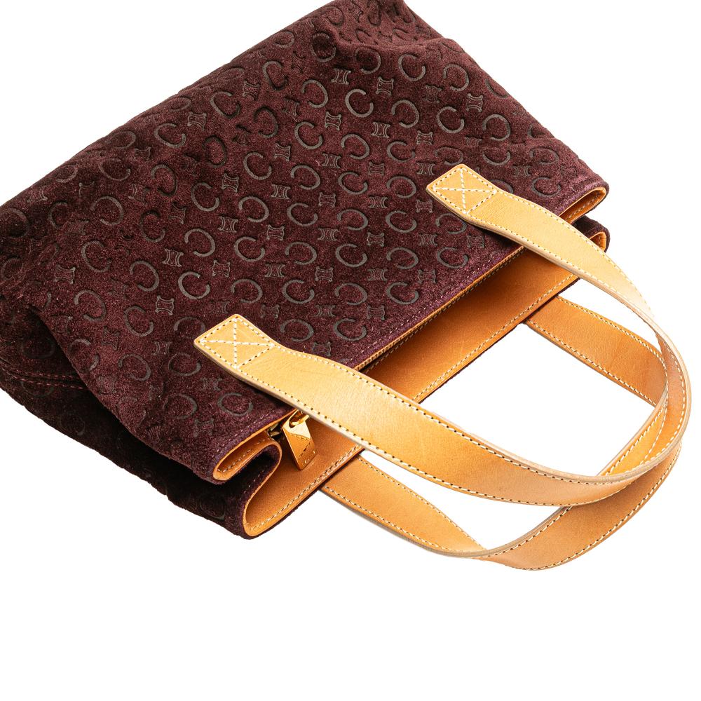 Celine B Celine Red Bordeaux Suede Leather C Macadam Handbag Italy