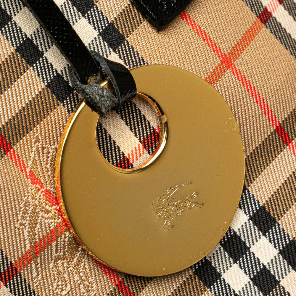 Burberry B Burberry Brown Beige with Black Canvas Fabric Haymarket Check Tote United Kingdom