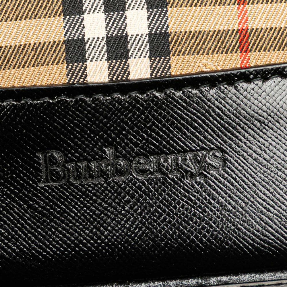 Burberry B Burberry Brown Beige with Black Canvas Fabric Haymarket Check Tote United Kingdom