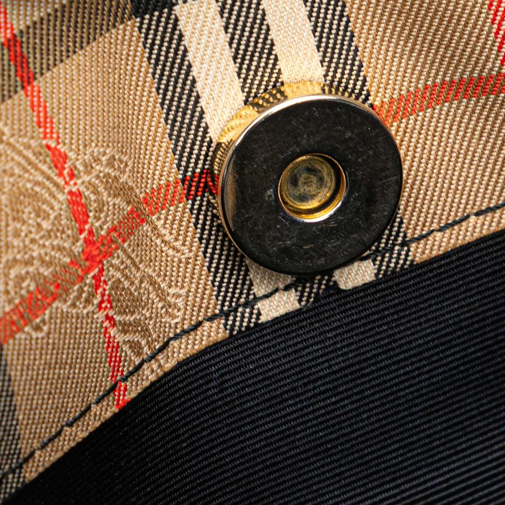 Burberry B Burberry Brown Beige with Black Canvas Fabric Haymarket Check Tote United Kingdom