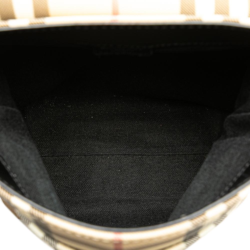 Burberry B Burberry Brown Beige Canvas Fabric House Check Flap Crossbody Italy