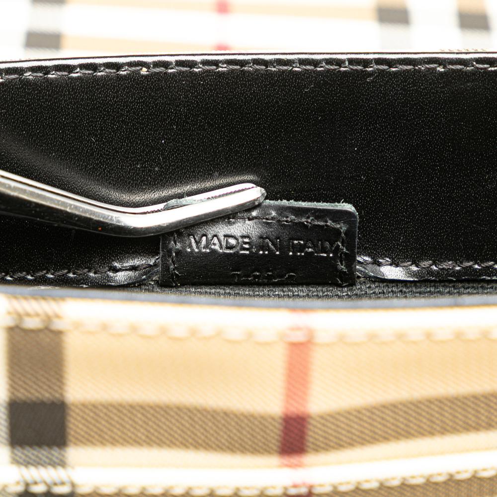 Burberry B Burberry Brown Beige Canvas Fabric House Check Flap Crossbody Italy