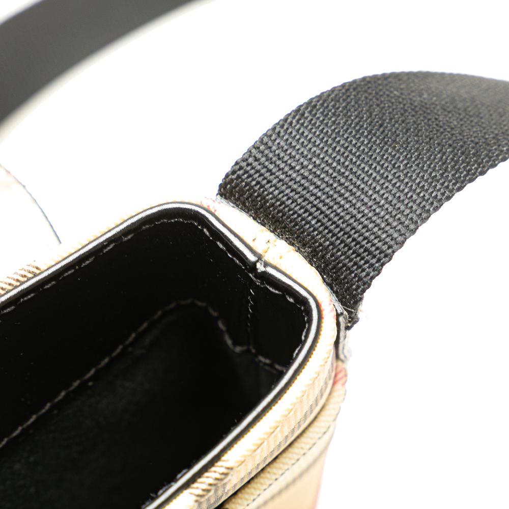 Burberry B Burberry Brown Beige Canvas Fabric House Check Flap Crossbody Italy