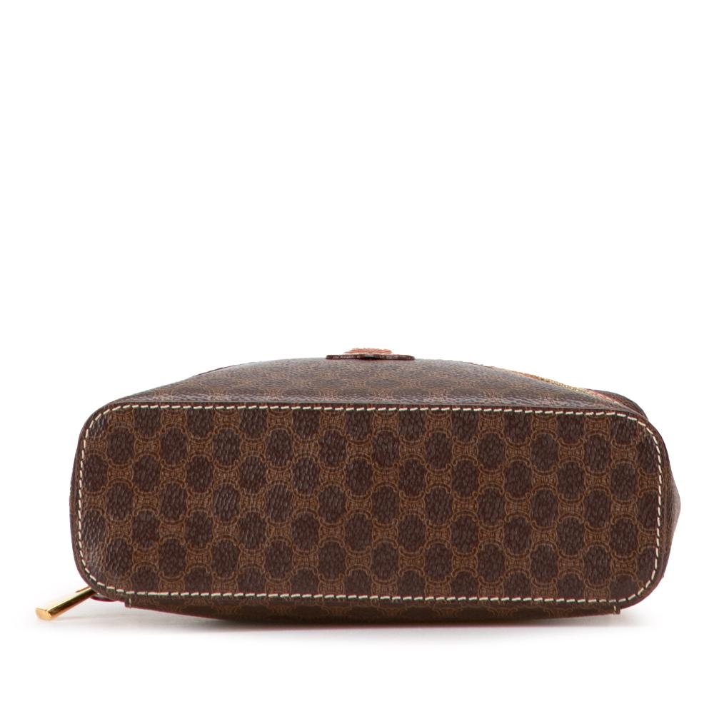 Celine B Celine Brown Coated Canvas Fabric Macadam Vanity Bag Italy