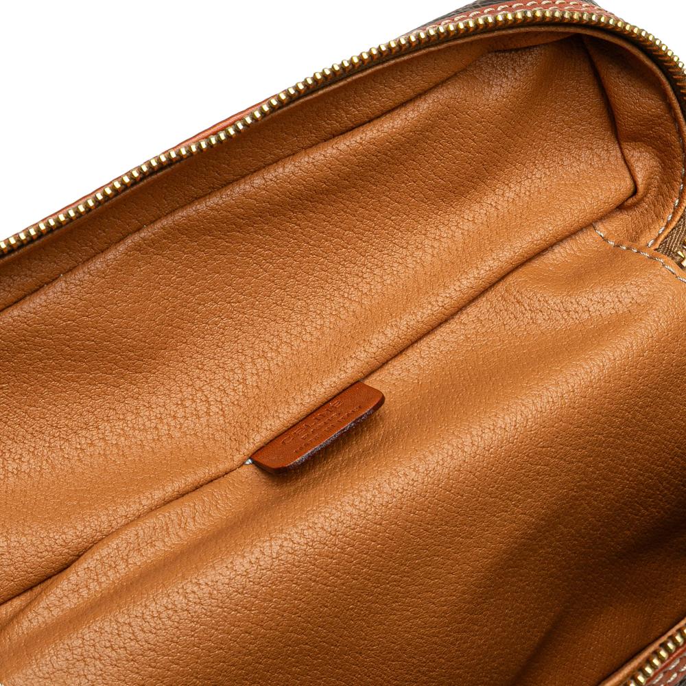 Celine B Celine Brown Coated Canvas Fabric Macadam Vanity Bag Italy