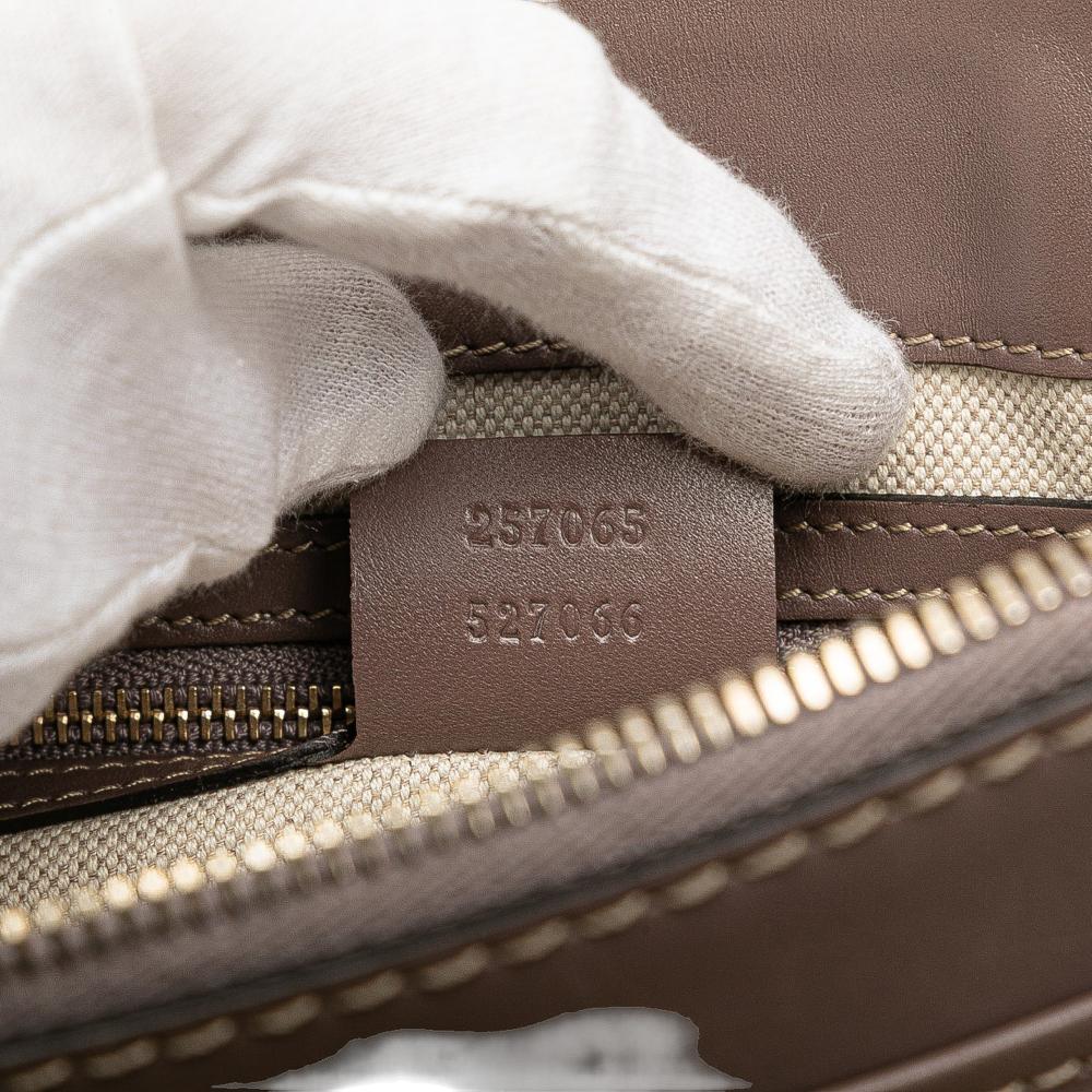 Gucci B Gucci Brown Beige Canvas Fabric GG Mayfair Crossbody Italy