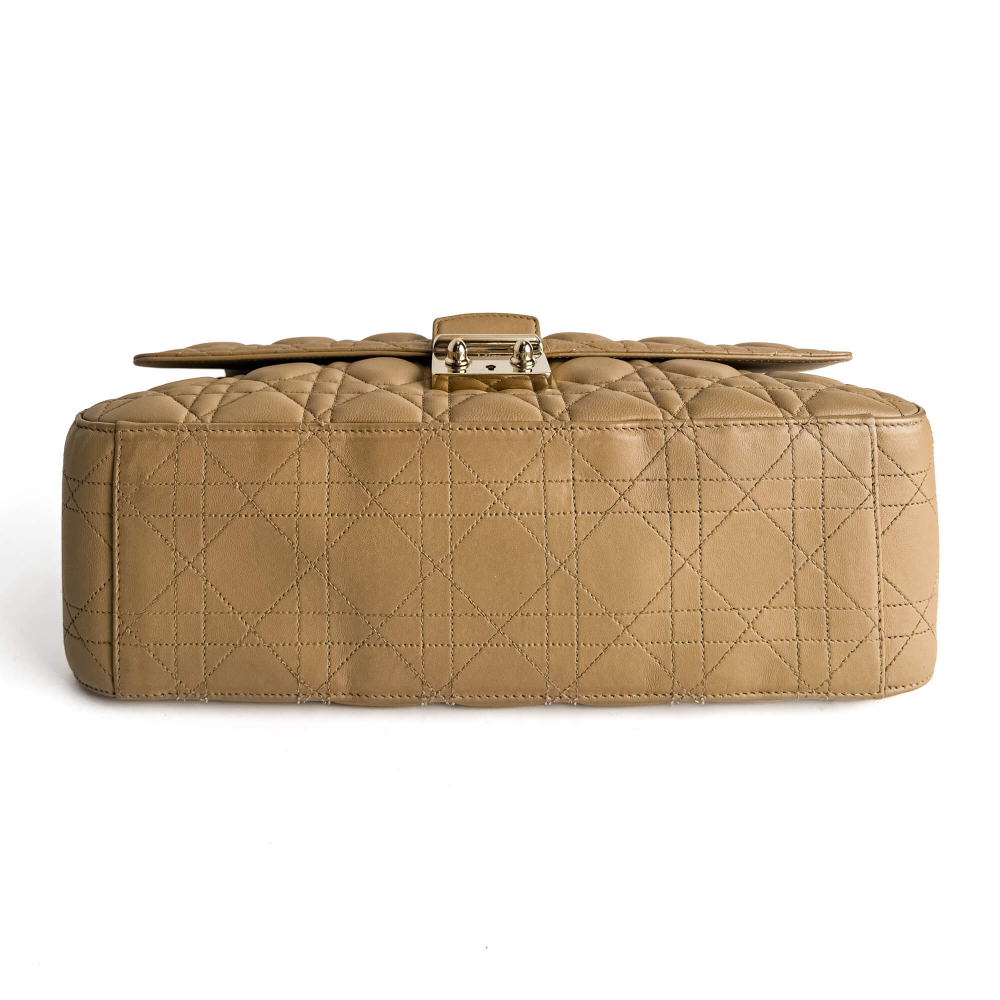 Christian Dior Miss Dior Promenade Large Cannage Lambskin Leather Flap Shoulder Bag Beige