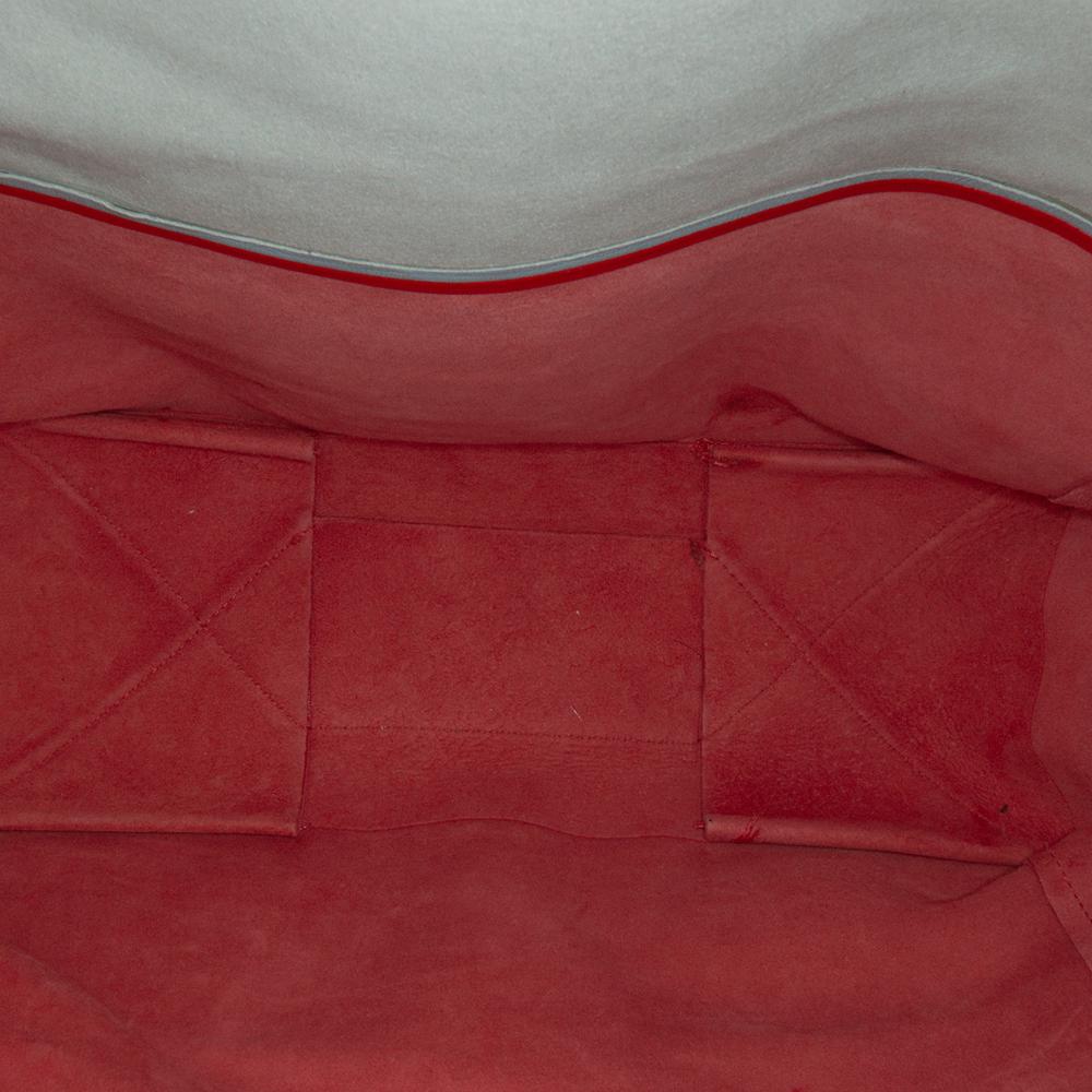 Celine B Celine Blue Light Blue with Red Calf Leather Bicolor Vertical Cabas Tote Italy