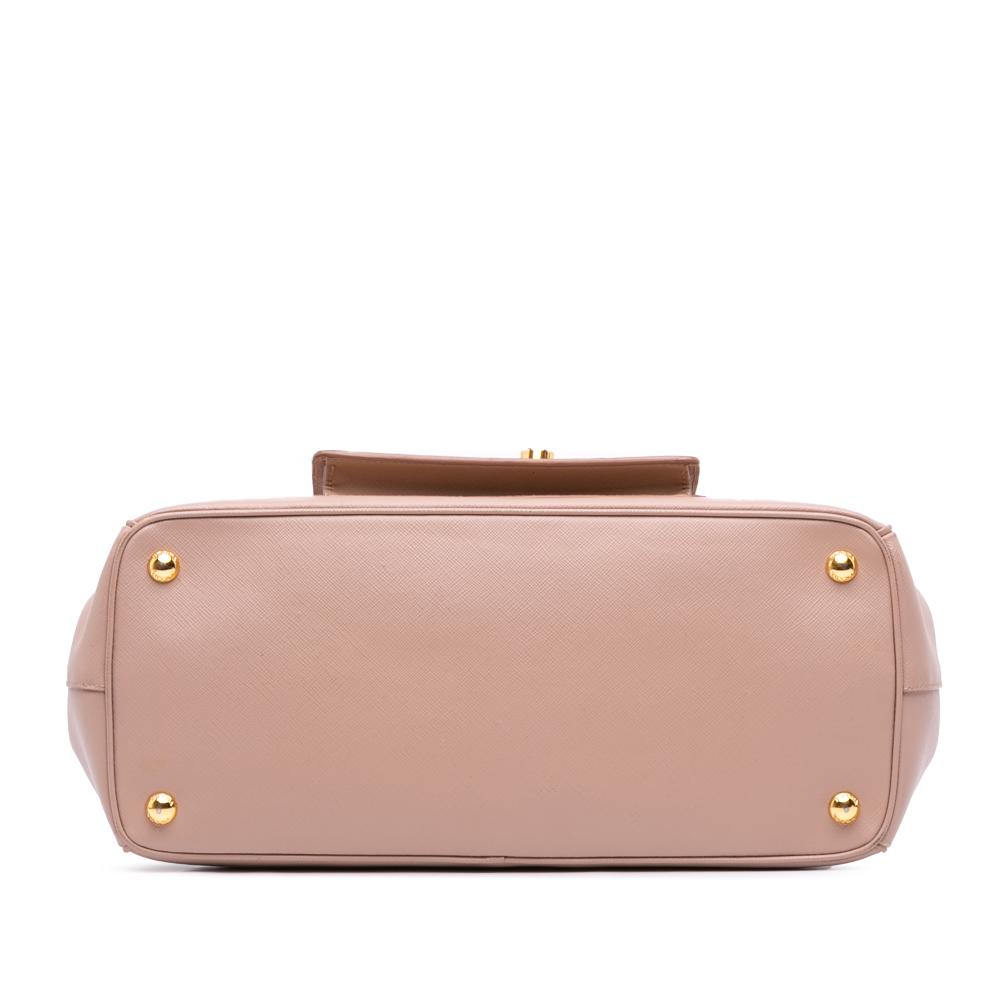 Prada B Prada Pink Saffiano Leather Lux Galleria Double Zip Front Pocket Satchel Italy