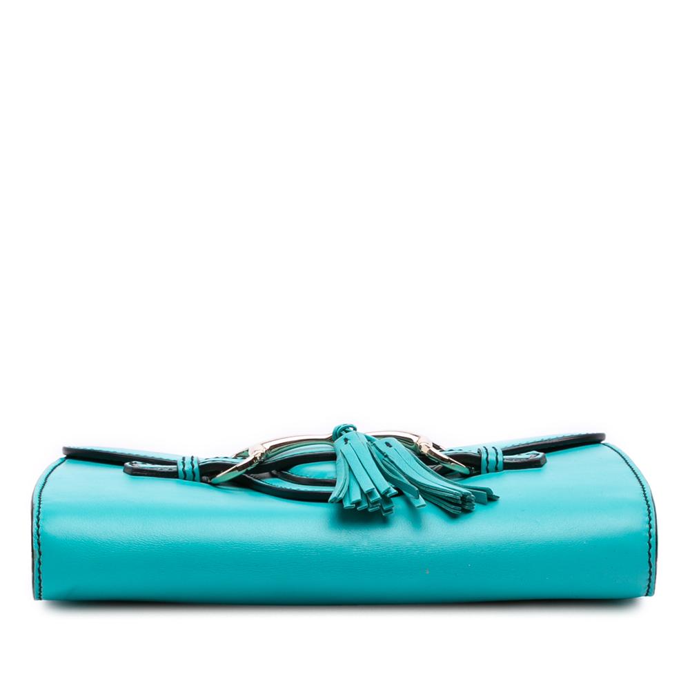 Gucci B Gucci Blue Turquoise Calf Leather Small Emily Crossbody Italy