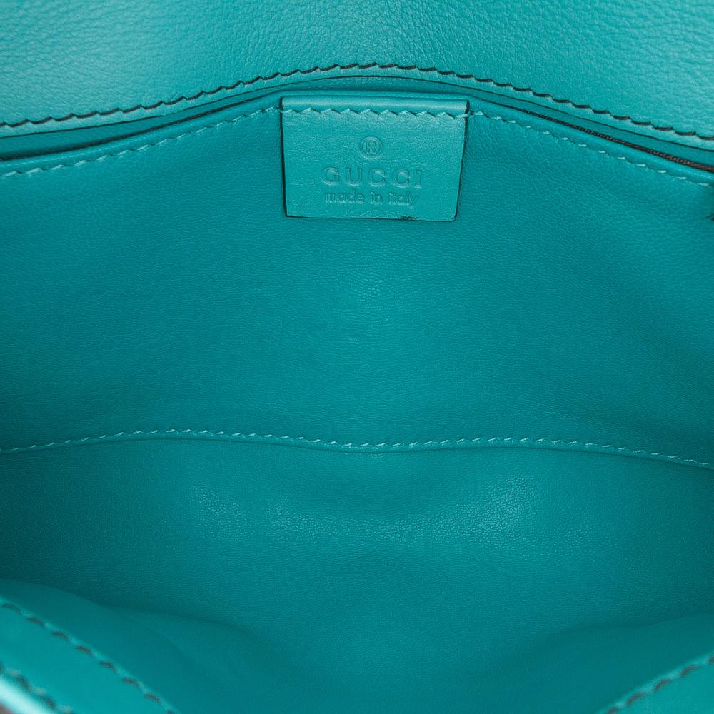 Gucci B Gucci Blue Turquoise Calf Leather Small Emily Crossbody Italy