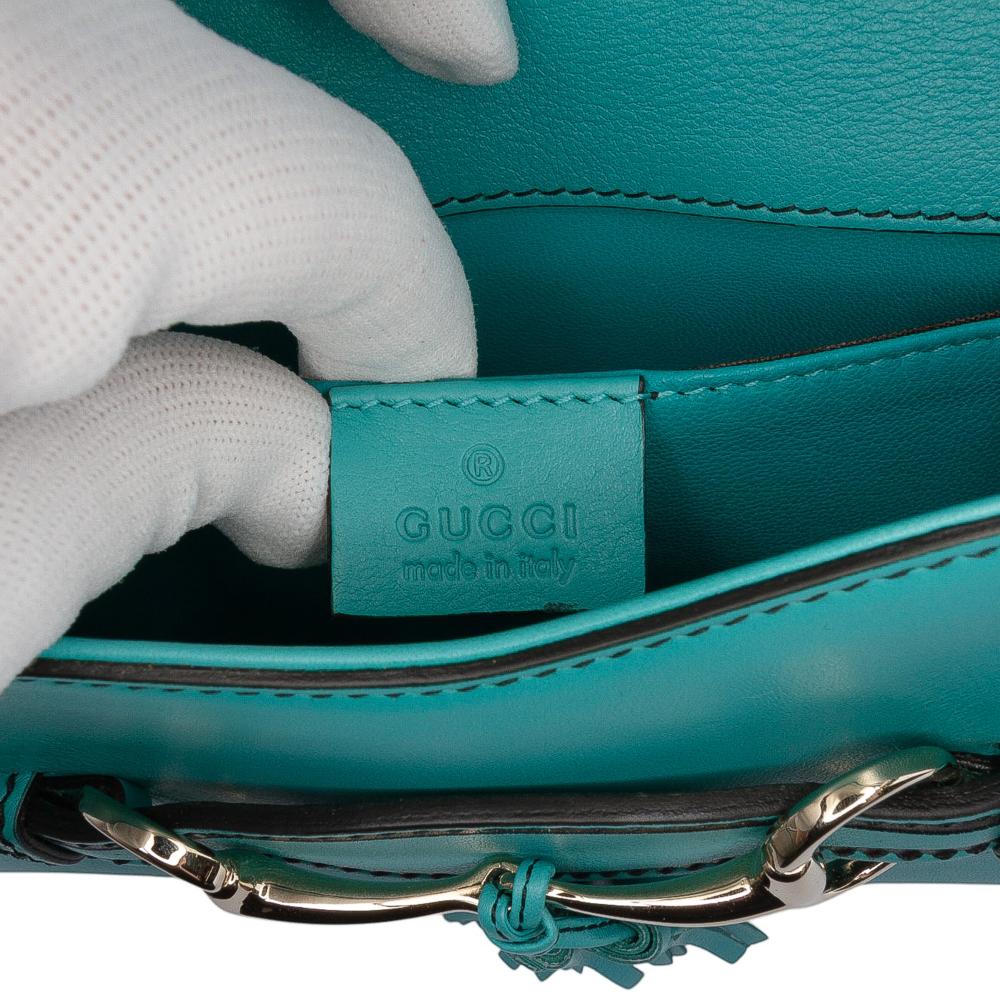 Gucci B Gucci Blue Turquoise Calf Leather Small Emily Crossbody Italy