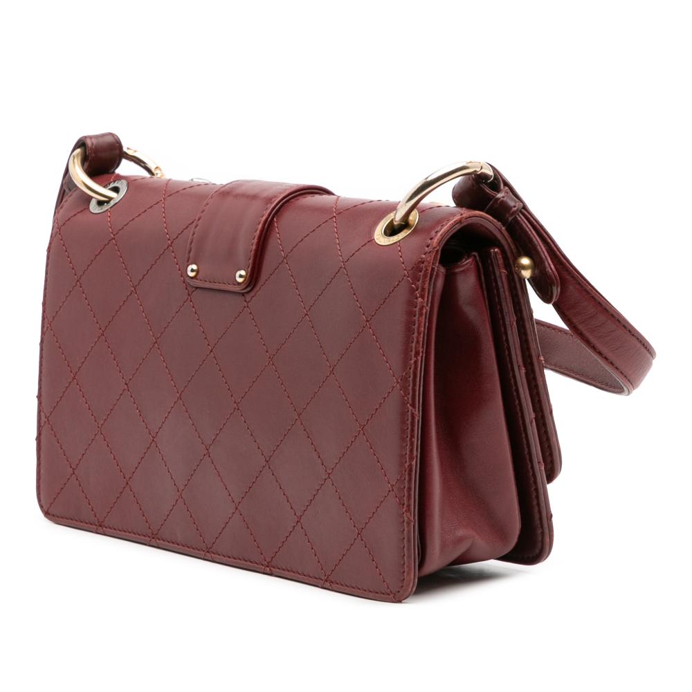 Chanel B Chanel Red Dark Red Calf Leather CC Stitched skin Chain Flap Italy