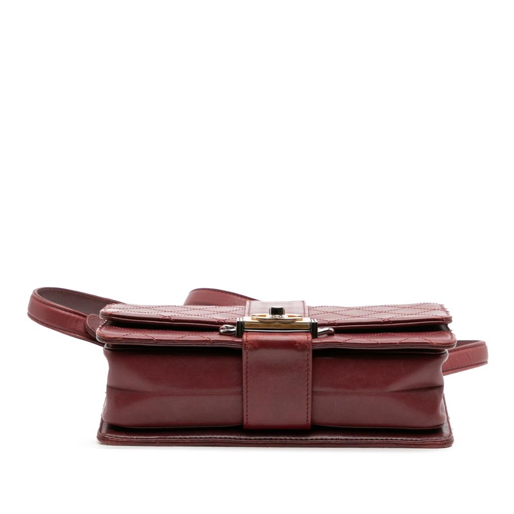 Chanel B Chanel Red Dark Red Calf Leather CC Stitched skin Chain Flap Italy