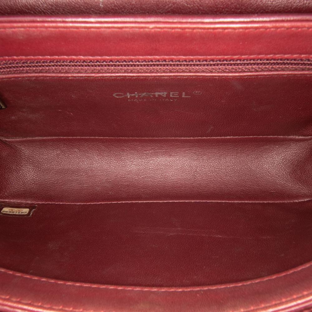 Chanel B Chanel Red Dark Red Calf Leather CC Stitched skin Chain Flap Italy