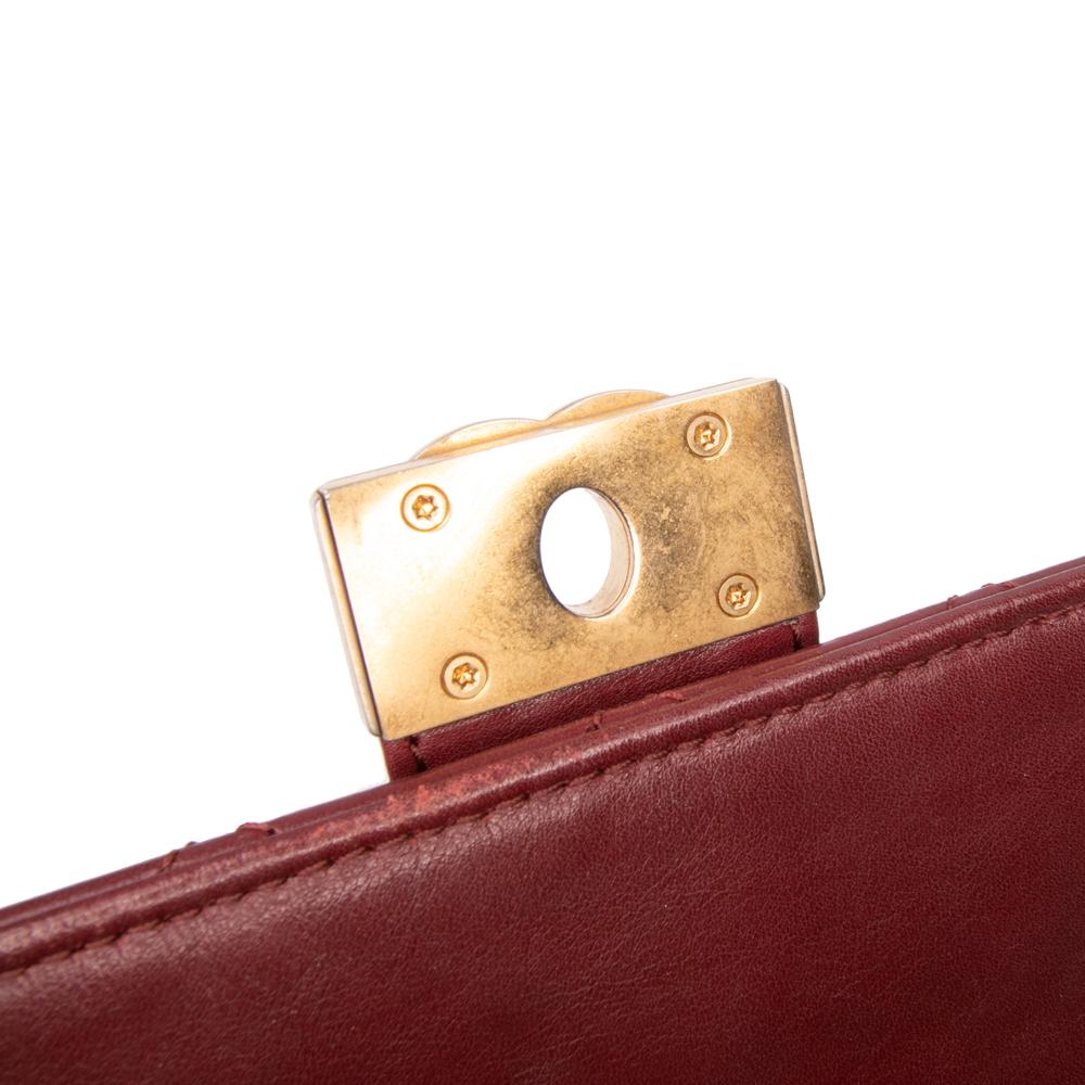 Chanel B Chanel Red Dark Red Calf Leather CC Stitched skin Chain Flap Italy