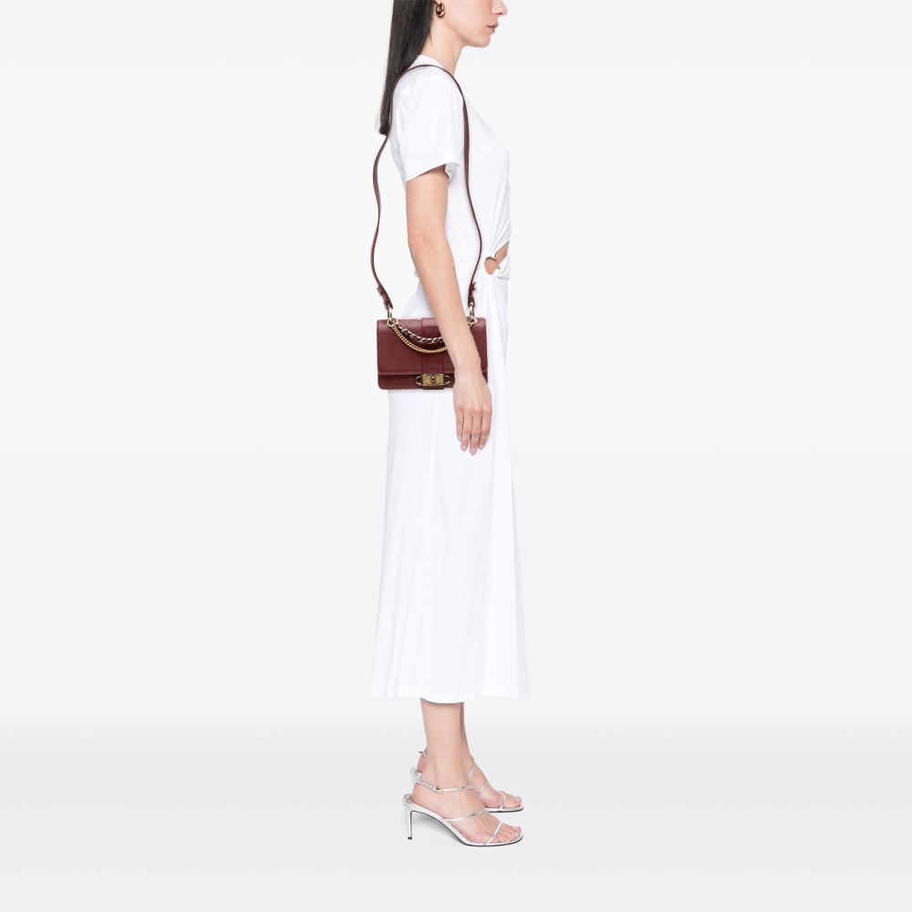 Chanel B Chanel Red Dark Red Calf Leather CC Stitched skin Chain Flap Italy