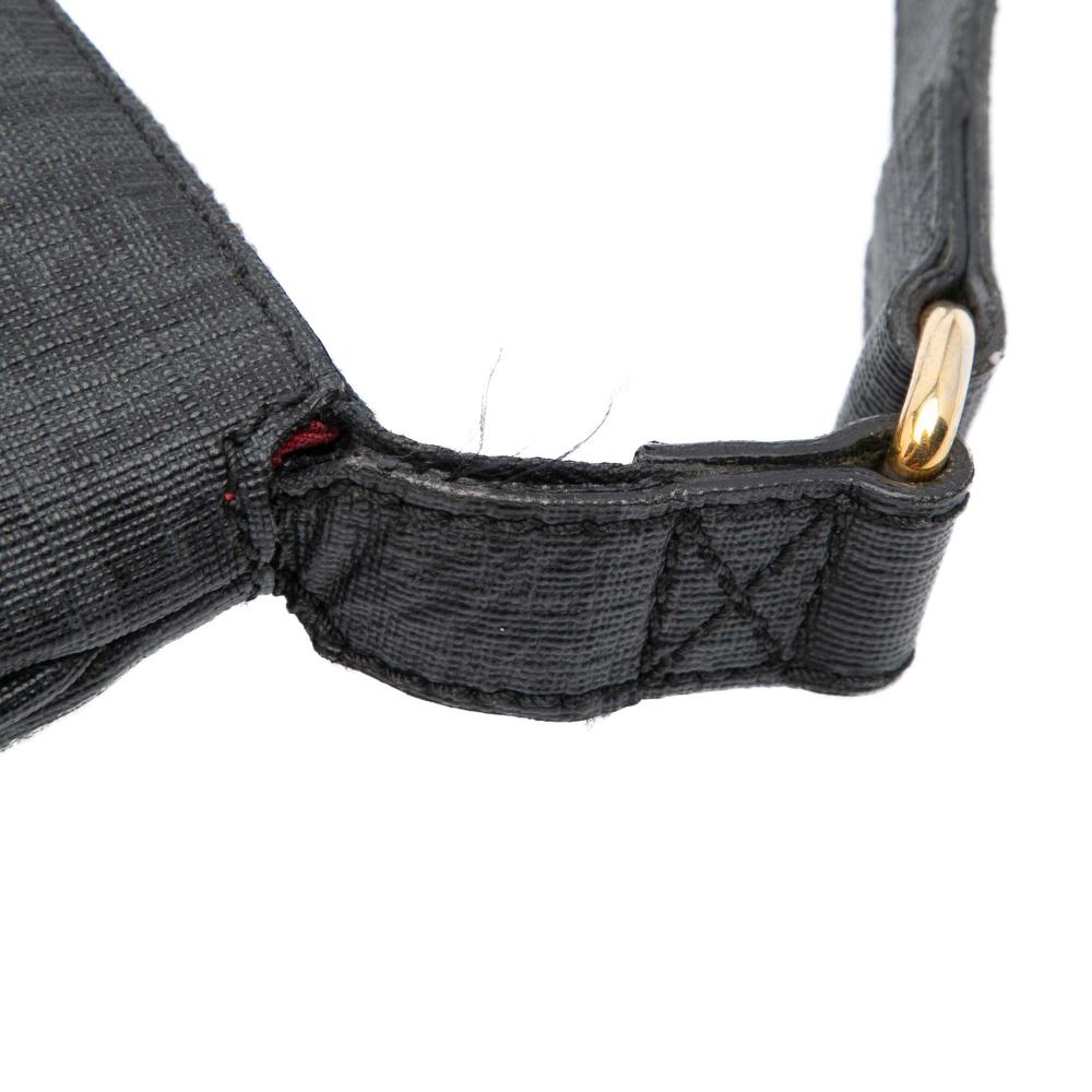 Fendi B Fendi Black Coated Canvas Fabric Zucchino Charm Zip Crossbody Italy