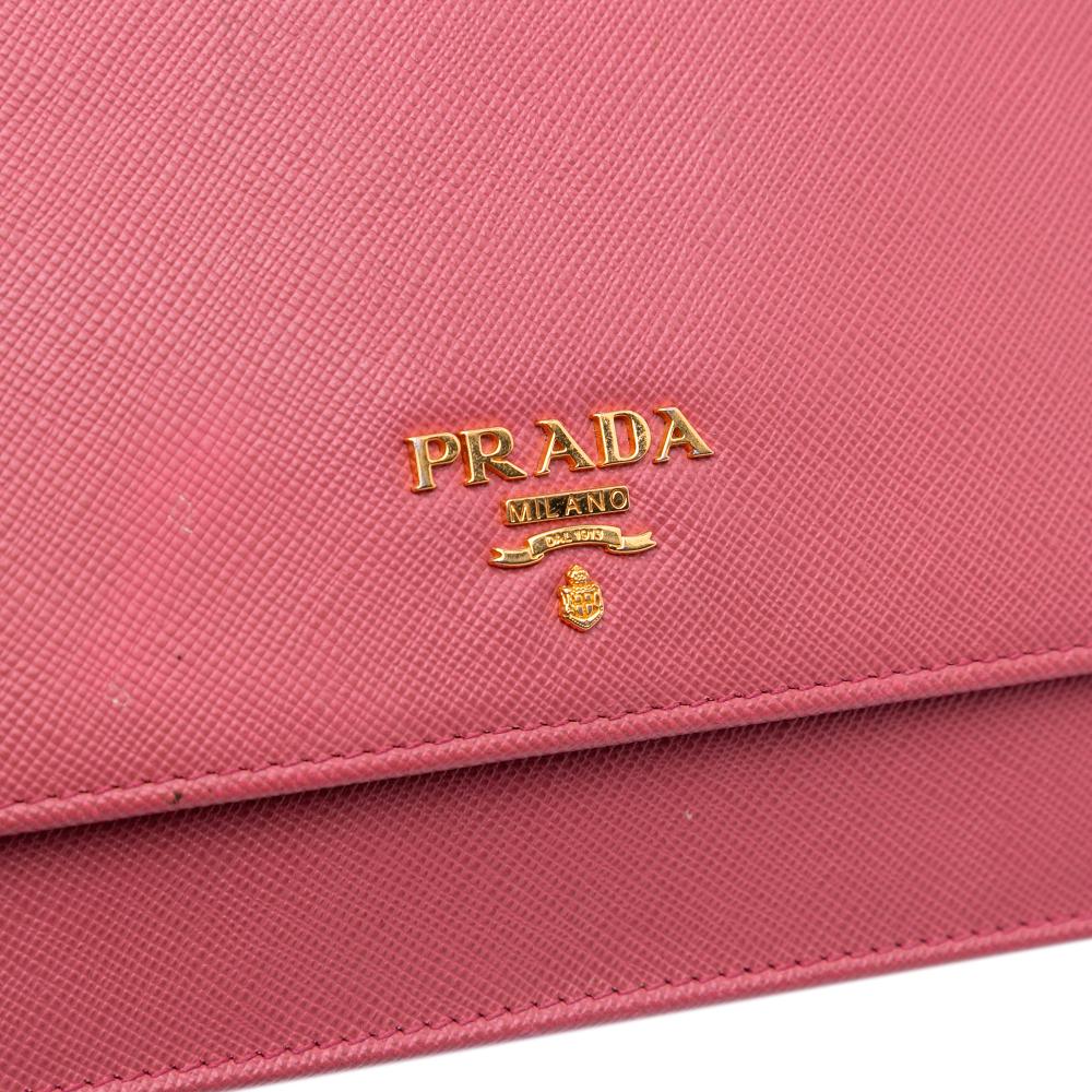 Prada B Prada Pink Salmon Saffiano Leather Wallet on Strap Italy