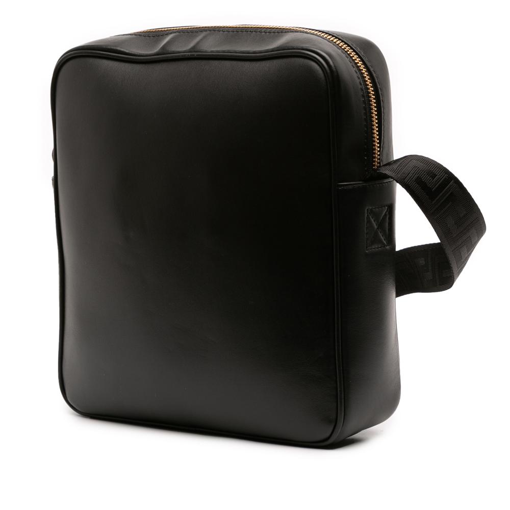 Versace B Versace Black Calf Leather Medusa Crossbody Italy