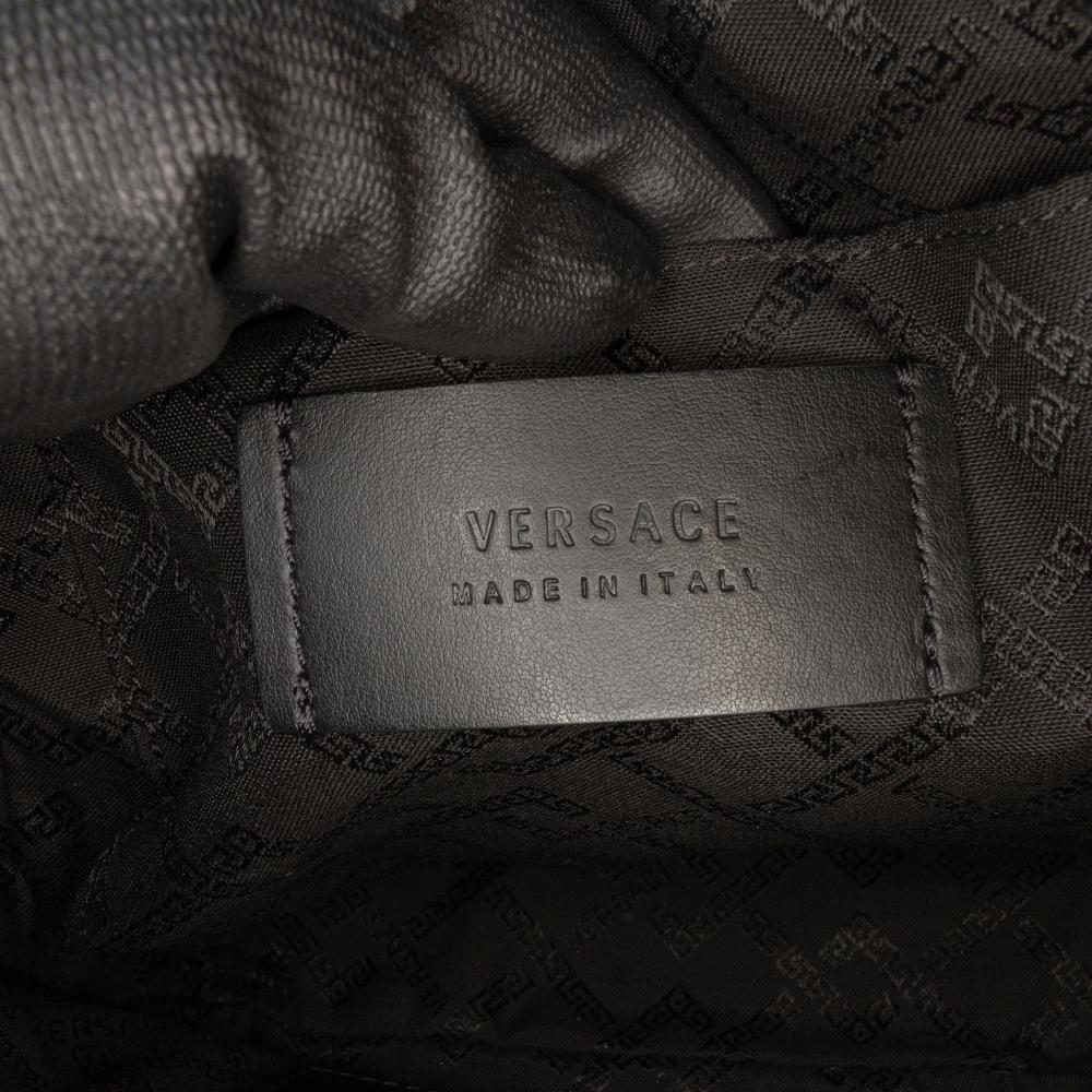 Versace B Versace Black Calf Leather Medusa Crossbody Italy