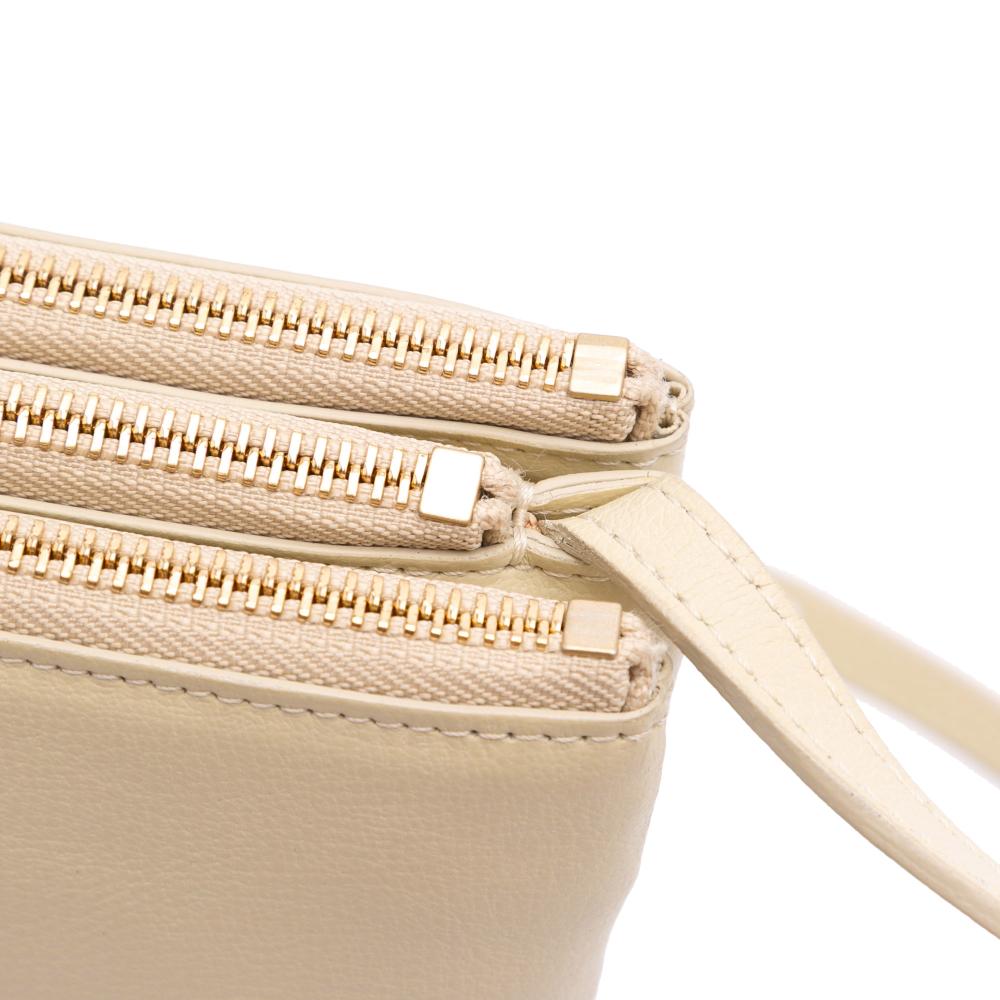 Celine B Celine Brown Beige Lambskin Leather Leather Large Lambskin Trio Crossbody Italy