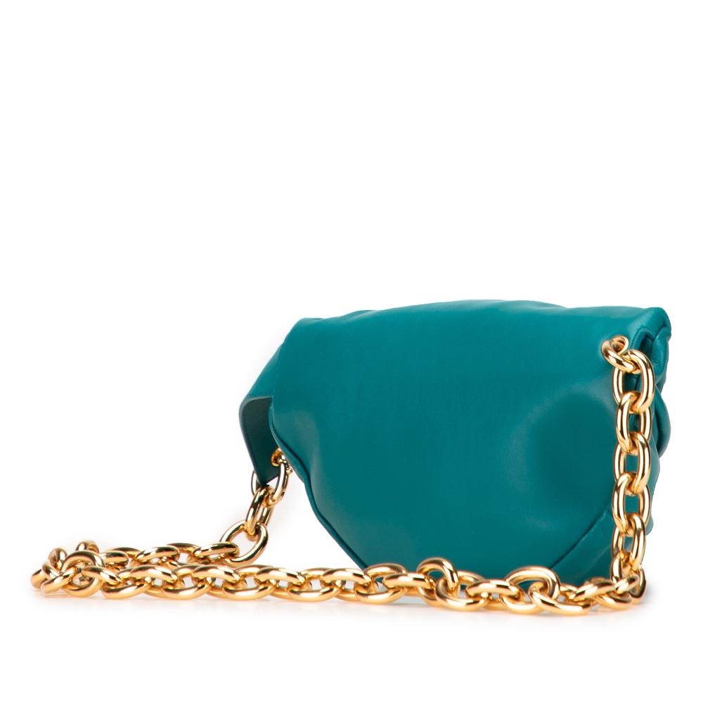 Bottega Veneta AB Bottega Veneta Blue Turquoise Lambskin Leather Leather Lambskin Belt Chain Pouch Italy