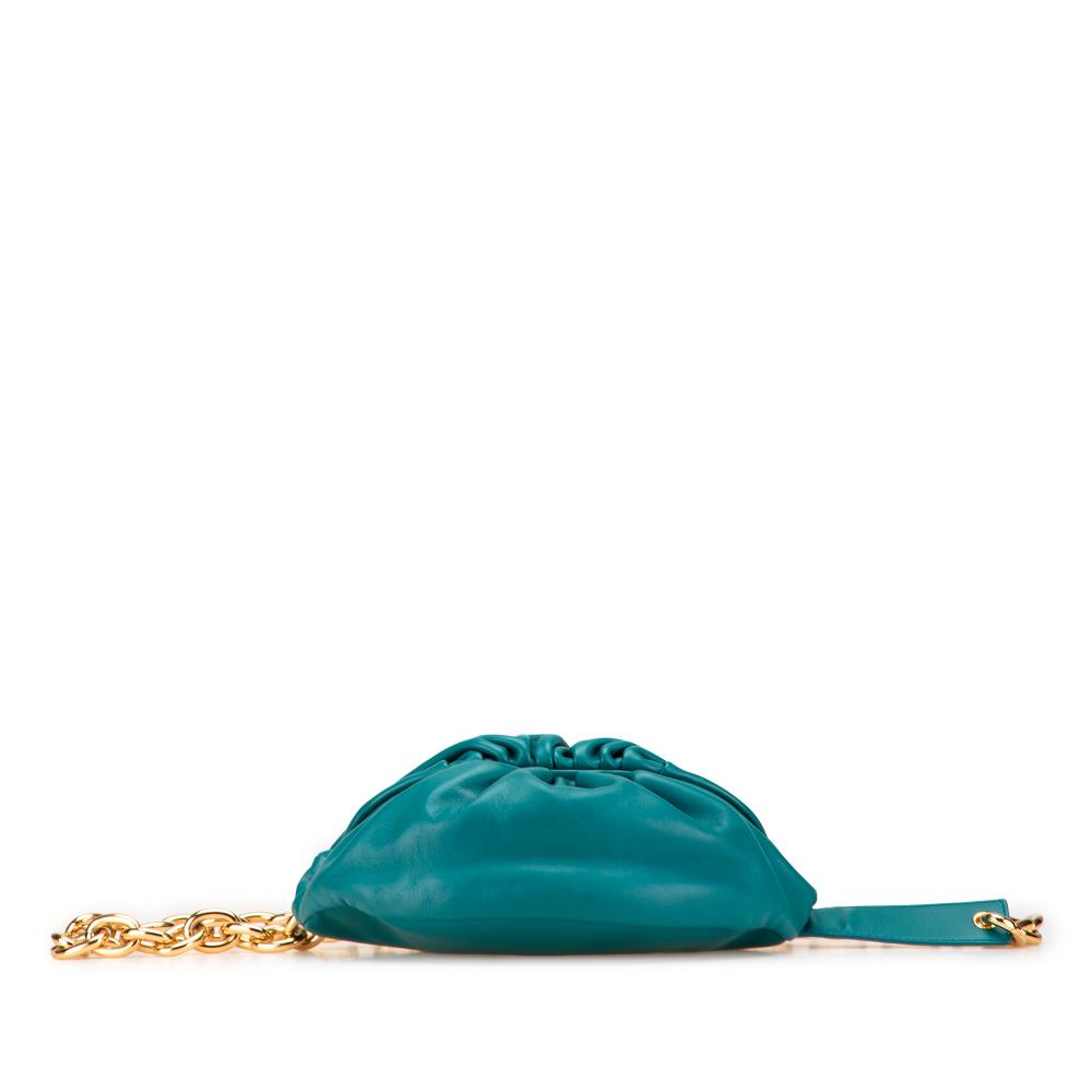 Bottega Veneta AB Bottega Veneta Blue Turquoise Lambskin Leather Leather Lambskin Belt Chain Pouch Italy