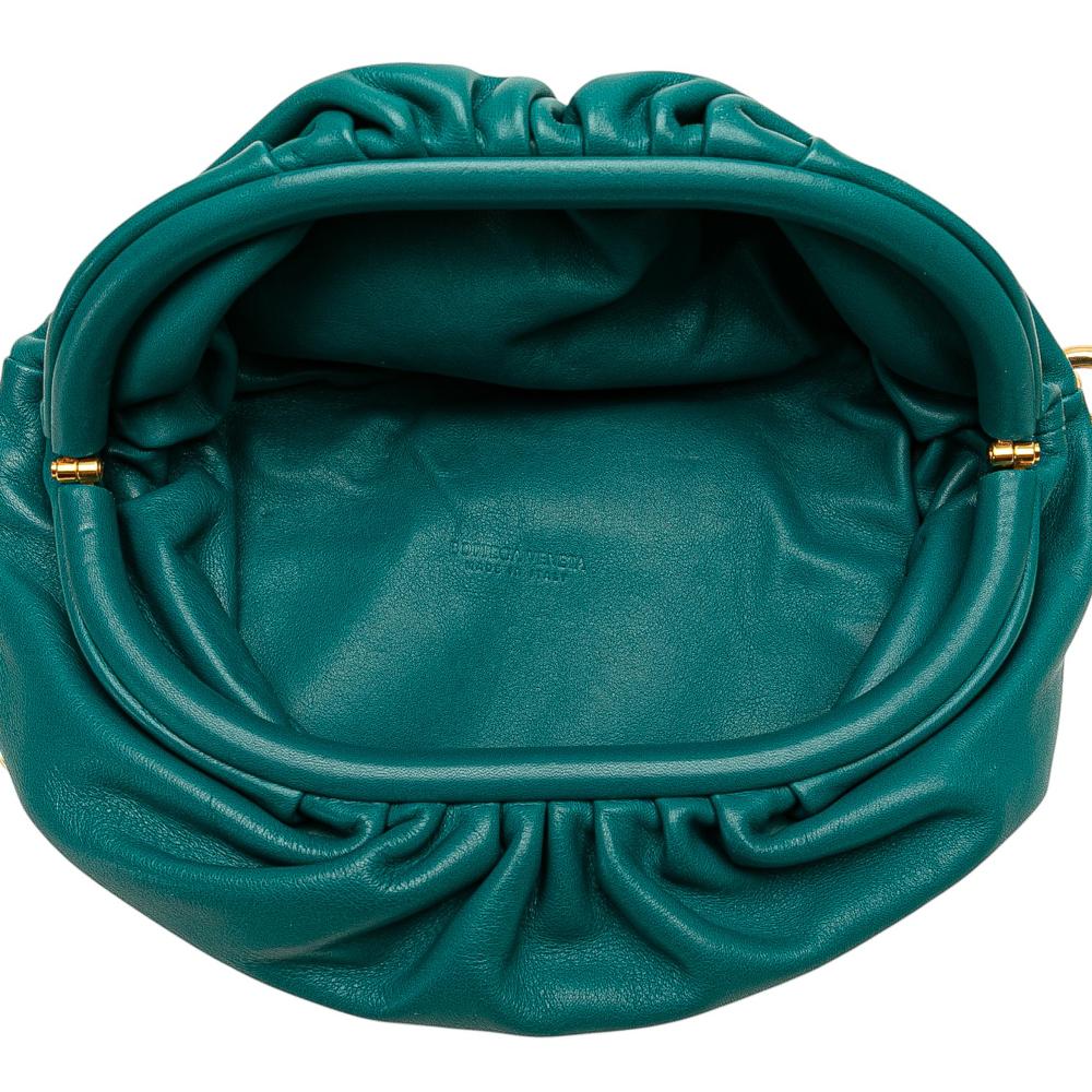 Bottega Veneta AB Bottega Veneta Blue Turquoise Lambskin Leather Leather Lambskin Belt Chain Pouch Italy