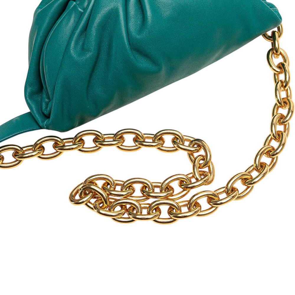 Bottega Veneta AB Bottega Veneta Blue Turquoise Lambskin Leather Leather Lambskin Belt Chain Pouch Italy