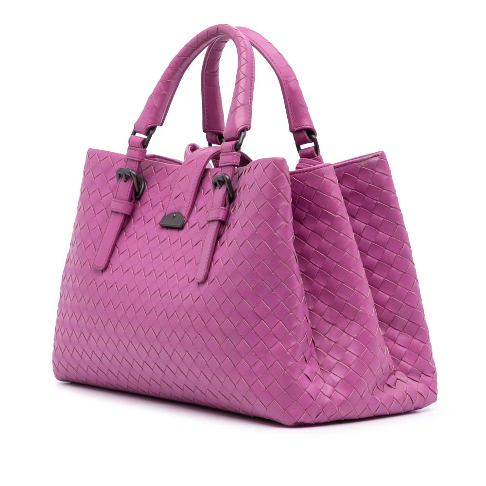 Bottega Veneta B Bottega Veneta Pink Nappa Leather Leather Small Nappa Intrecciato Roma Satchel Italy