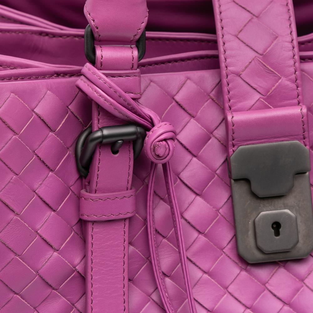 Bottega Veneta B Bottega Veneta Pink Nappa Leather Leather Small Nappa Intrecciato Roma Satchel Italy