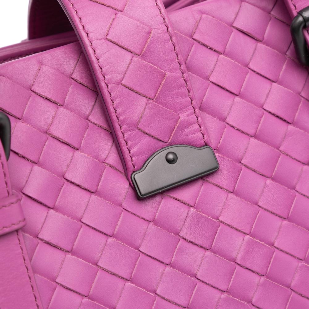Bottega Veneta B Bottega Veneta Pink Nappa Leather Leather Small Nappa Intrecciato Roma Satchel Italy