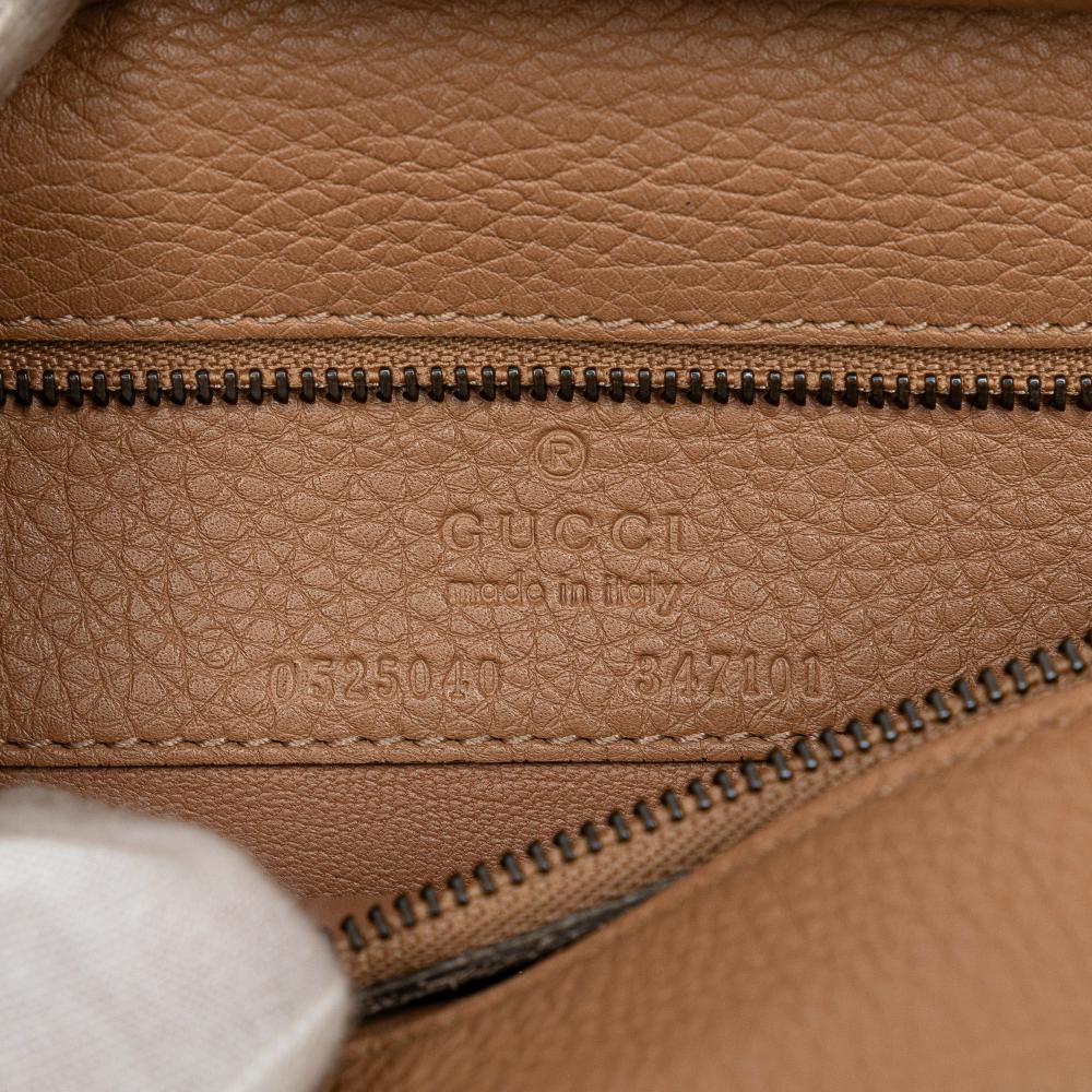 Gucci AB Gucci Brown Beige Calf Leather Medium Bamboo Nouveau Fringe Crossbody Italy