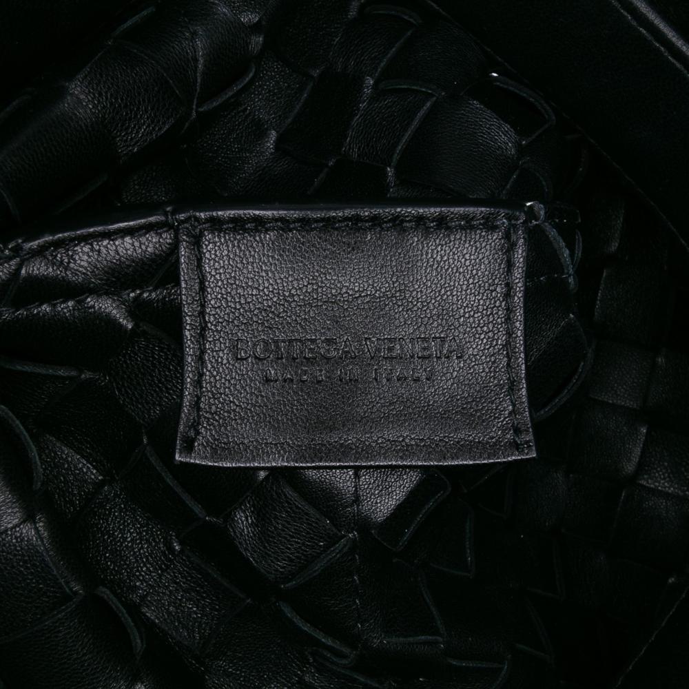 Bottega Veneta AB Bottega Veneta Black Lambskin Leather Leather Lambskin Intrecciato Tie Shoulder Bag Italy